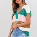  Elliot Color Block Notch V Neck Sweater Top