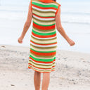  Elliot Eyelet Sleeveless Buttoned Split Neck Sweater Dress