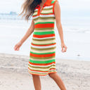 Elliot Eyelet Sleeveless Buttoned Split Neck Sweater Dress