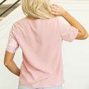  Elliot Leopard Crisscross V Neck Short Sleeve Blouse