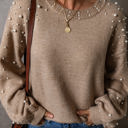  Elliot Pearled Drop Shoulder Round Neck Sweater