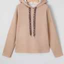 Dark Khaki Large Elodie Textured Drawstring Baggy Hoodie