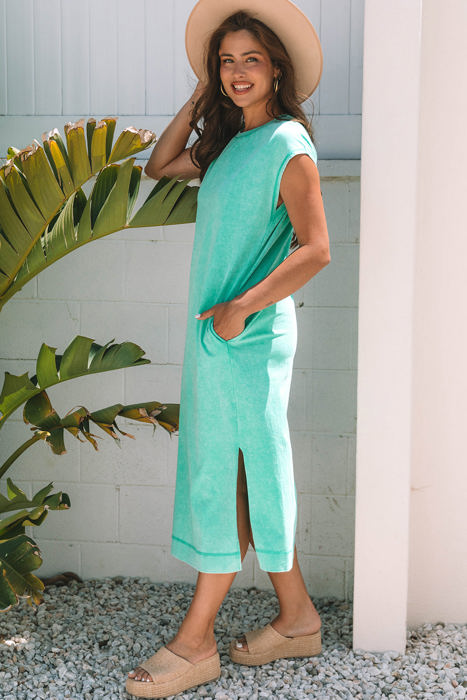 Eloise Mineral Wash Pocketed T-shirt Long Dress