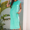 Clearly Aqua Medium Eloise Mineral Wash Pocketed T-shirt Long Dress