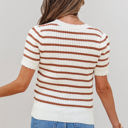 Eloise Stripe Scalloped Round Neck Short Sleeve Sweater