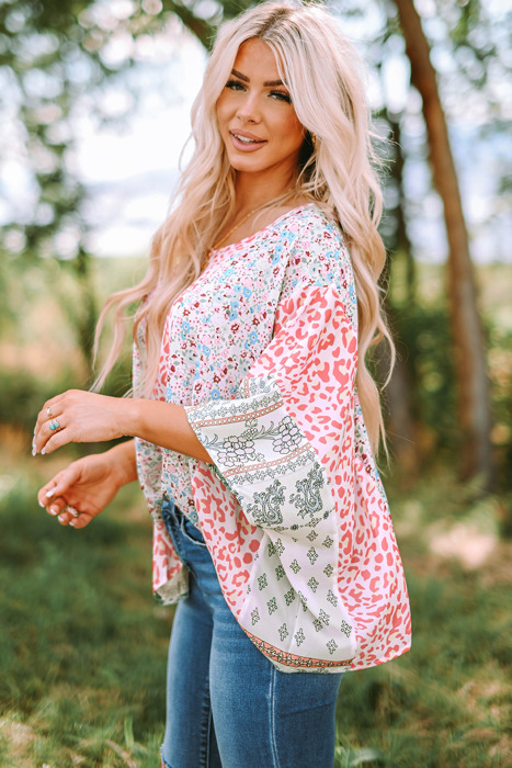 Elora Mix Print Cape Top