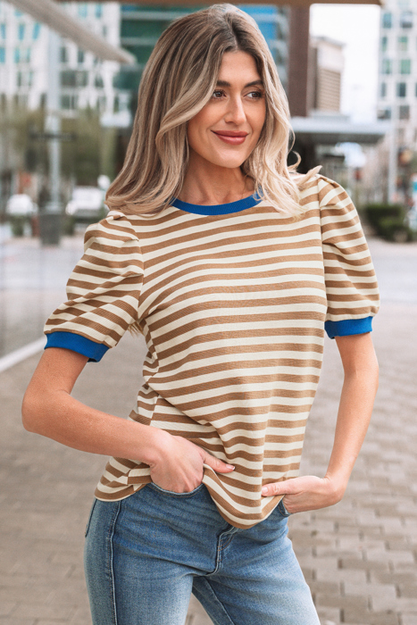 Elora Sleeve Contrast Trim Tee