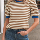  Elora Sleeve Contrast Trim Tee