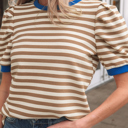  Elora Sleeve Contrast Trim Tee