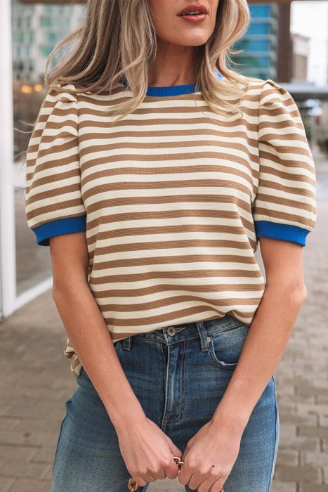 Elora Sleeve Contrast Trim Tee