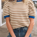  Elora Sleeve Contrast Trim Tee