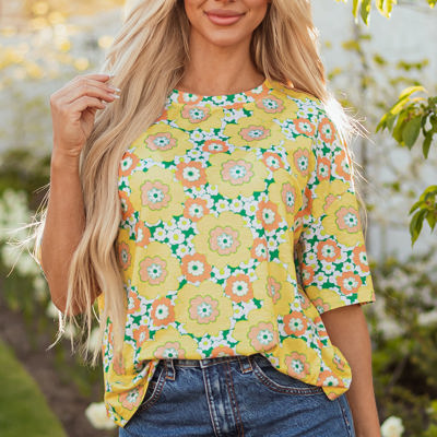 Elouise Flower Drop Shoulder Loose Top