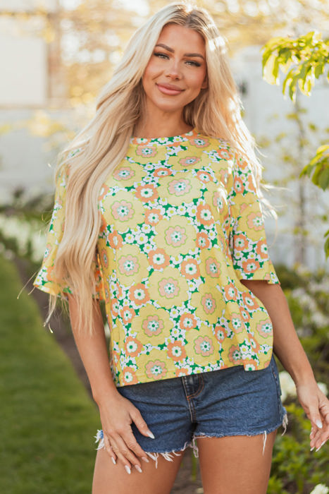 Elouise Flower Drop Shoulder Loose Top