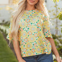  Elouise Flower Drop Shoulder Loose Top