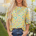  Elouise Flower Drop Shoulder Loose Top