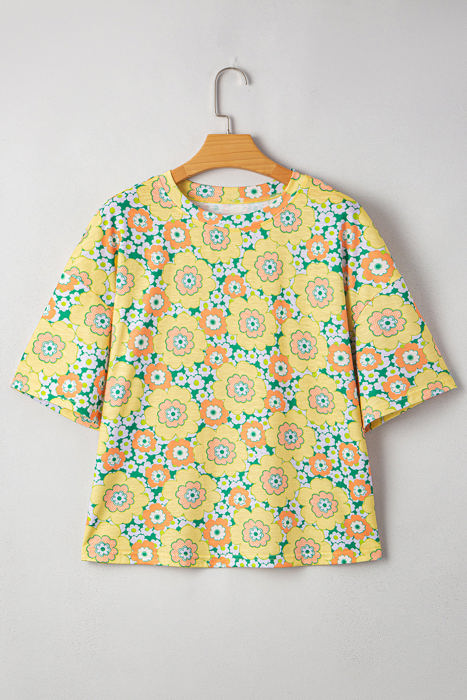 Elouise Flower Drop Shoulder Loose Top