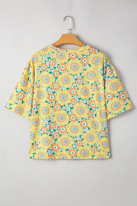 Elouise Flower Drop Shoulder Loose Top