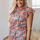  Elowen Floral Flutter Sleeve Blouse Top