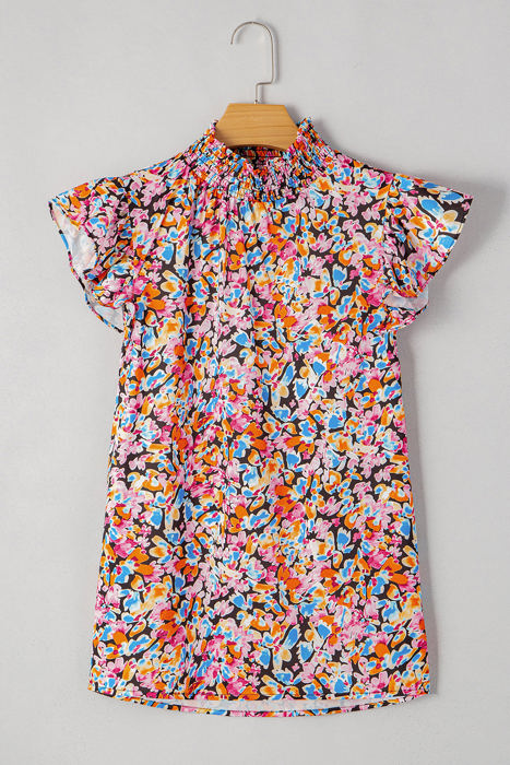 Elowen Floral Flutter Sleeve Blouse Top