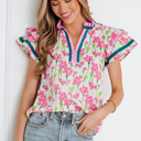  Elyse Ruffled Short Sleeve Blouse