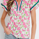  Elyse Ruffled Short Sleeve Blouse