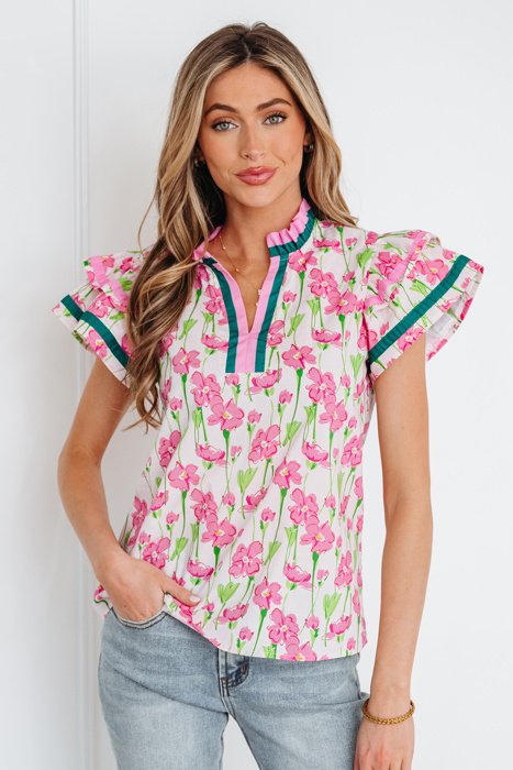 Elyse Ruffled Short Sleeve Blouse
