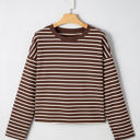  Ember Stripe Ribbed Cropped Crew Neck Top