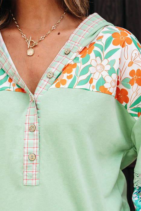 Emberly Patchwork Half Hooded Pullover