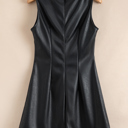  Emelia Leather Sleeveless Mini Dress