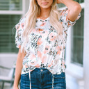  Emely Print Puff Sleeve Blouse