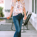  Emely Print Puff Sleeve Blouse