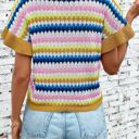  Emely Ruffle Sleeve Colorful Textured Sweater