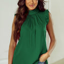  Emerald Pleated Sleeveless Top