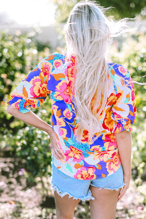 Emerie Floral Split Neck Blouse