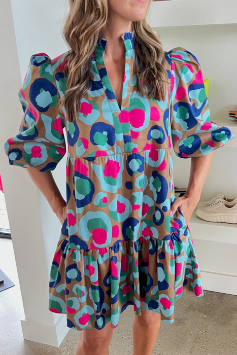 Emerie Sleeve Slit Ruffled Dress