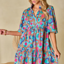 Green Medium Emerie Sleeve Slit Ruffled Dress