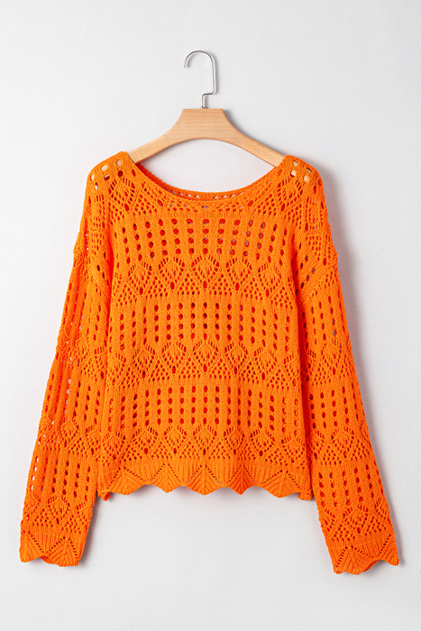 Emerson Crochet Scallop Edge Sweater