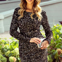  Emersyn Sequin Long Sleeve Bodycon Dress