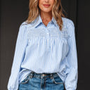 Sky Blue Stripe Small Emersyn Stripe Long Sleeve Top