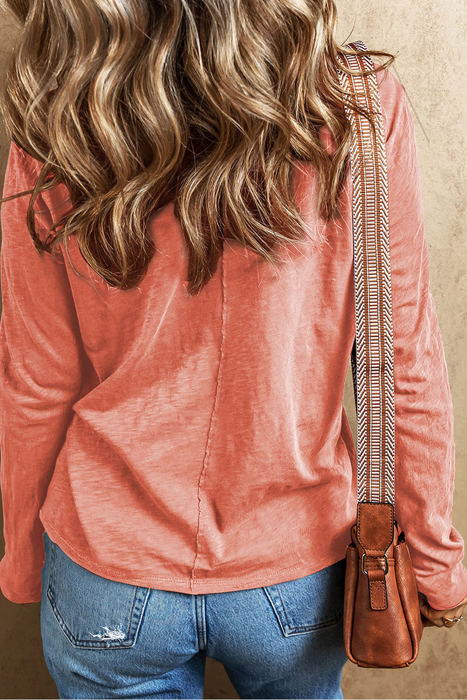 Emery Floral Patchwork V Neck Long Sleeve Top
