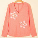  Emery Floral Patchwork V Neck Long Sleeve Top