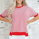 Red Stripe XL Emery Half Sleeve T Shirt