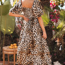  Emery Leopard Bubble Sleeve Maxi Dress