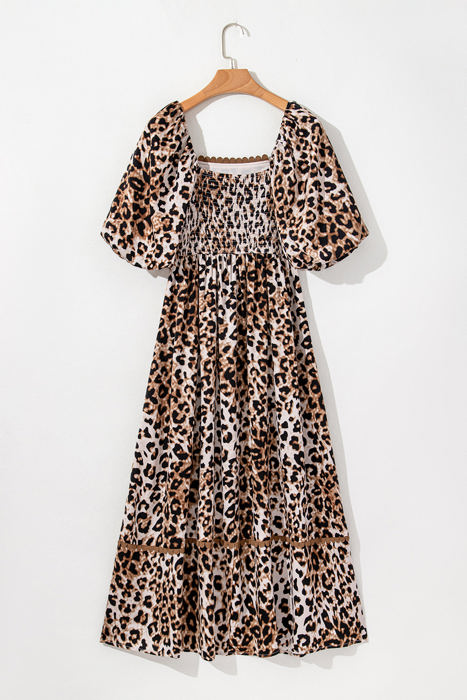 Emery Leopard Bubble Sleeve Maxi Dress