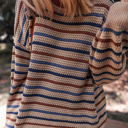  Emery Striped Knitted Drop Shoulder Round Neck Sweater