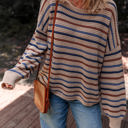  Emery Striped Knitted Drop Shoulder Round Neck Sweater