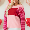  Emi Striped Sleeve Textured Top