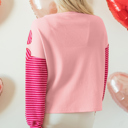  Emi Striped Sleeve Textured Top