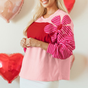  Emi Striped Sleeve Textured Top