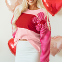  Emi Striped Sleeve Textured Top